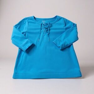 Croft & Barrow Turquoise Lace-Up Long Sleeve Tee